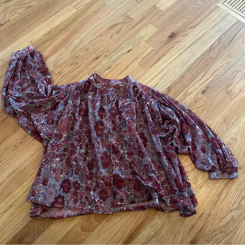 Vintage 1970s leo paley floral top